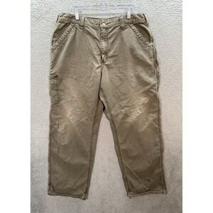 Carhartt Pants Mens 38x32 Brown Canvas Carpenter Workwear Grunge Chore B151 *